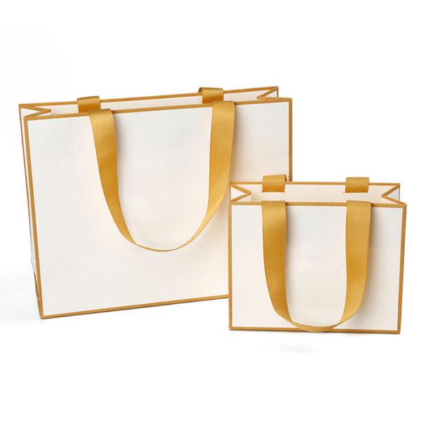 eco-friendly jewelry gift paper bag shopping luxury paper bag ribbon handle