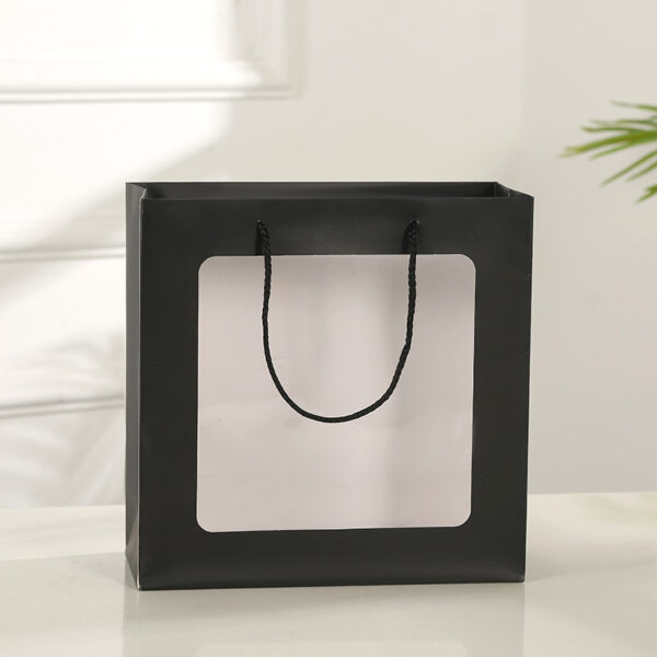 eco-friendly jewelry gift paper bag shopping luxury paper bag pvc window nylon rope