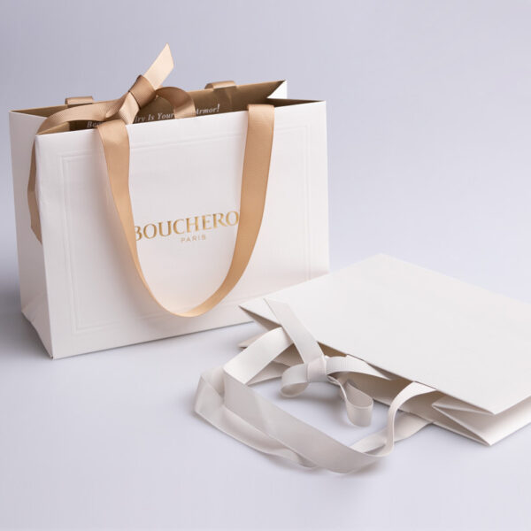 eco-friendly jewelry gift paper bag shopping luxury paper bag ribbon handle