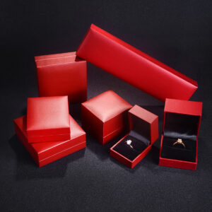 leather paper plastic red jewelry box for ring bangle pendant bracelet