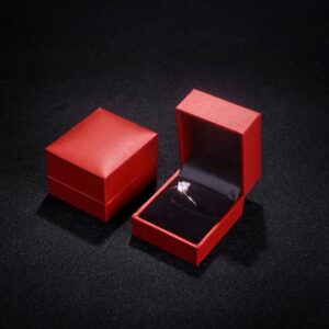 leather paper plastic red jewelry box for ring bangle pendant bracelet