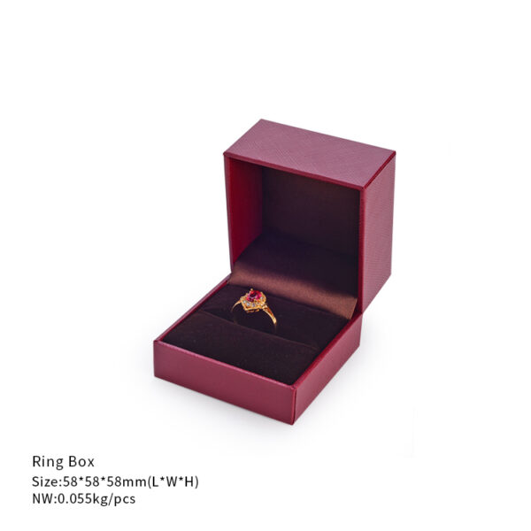 high quality red leather paper plastic black jewelry box for ring bangle pendant bracelet