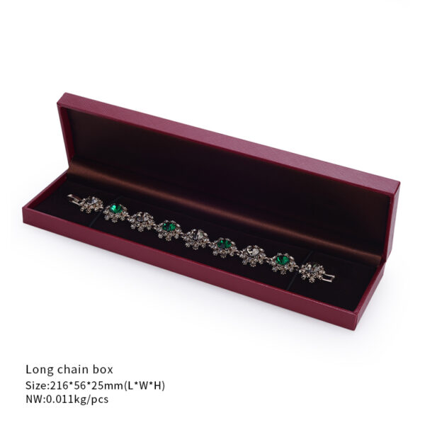 high quality red leather paper plastic black jewelry box for ring bangle pendant bracelet