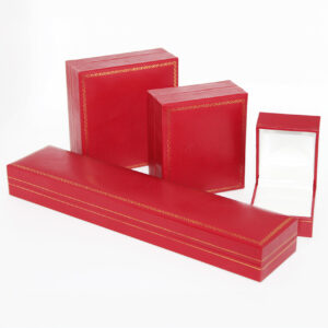 high quality red leather paper plastic black jewelry box for ring bangle pendant bracelet gold foil