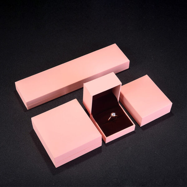 pink smooth touching paper velvet plastic jewelry box for ring bangle pendant bracelet necklace