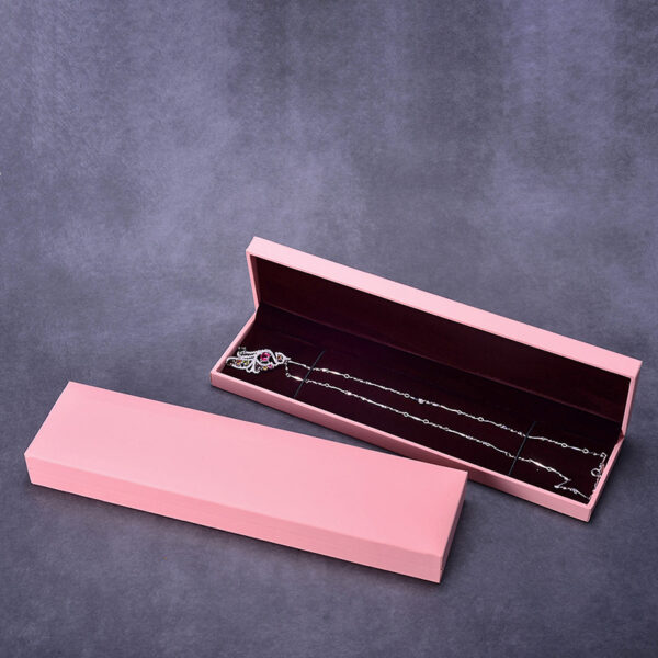 pink smooth touching paper velvet plastic jewelry box for ring bangle pendant bracelet necklace