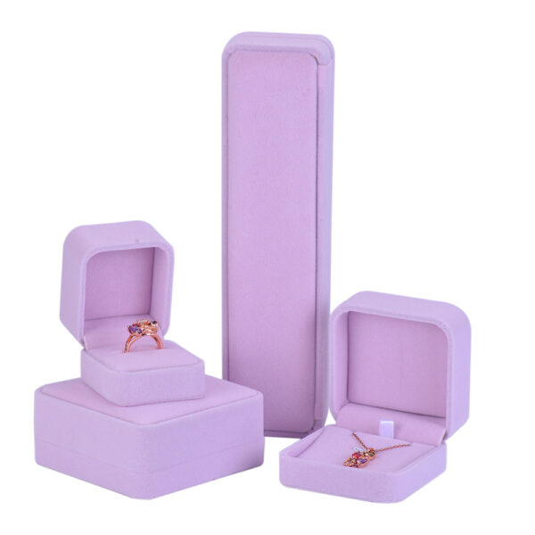 velvet plastic rounded angle jewelry box for ring bangle pendant bracelet necklace