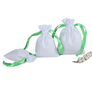 ribbon drawstring rope cottton jewelry pouch gift packaging