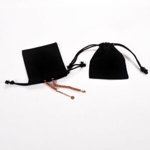 black nylon drawstring rope cottton jewelry pouch gift packaging